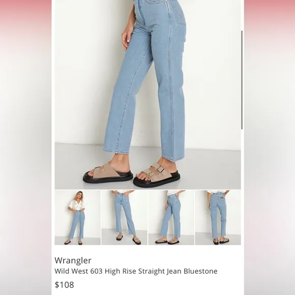 $108 NWT! Wrangler Wild West 603 High Rise Straight Jean Bluestone size 34 x 28
