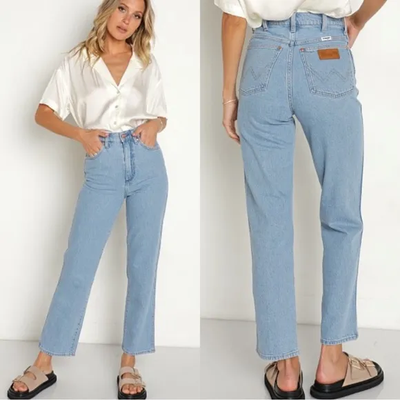 $108 NWT! Wrangler Wild West 603 High Rise Straight Jean Bluestone size 34 x 28