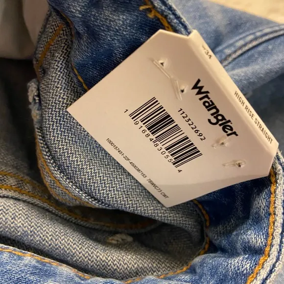 $108 NWT! Wrangler Wild West 603 High Rise Straight Jean Bluestone size 34 x 28