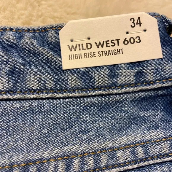 $108 NWT! Wrangler Wild West 603 High Rise Straight Jean Bluestone size 34 x 28