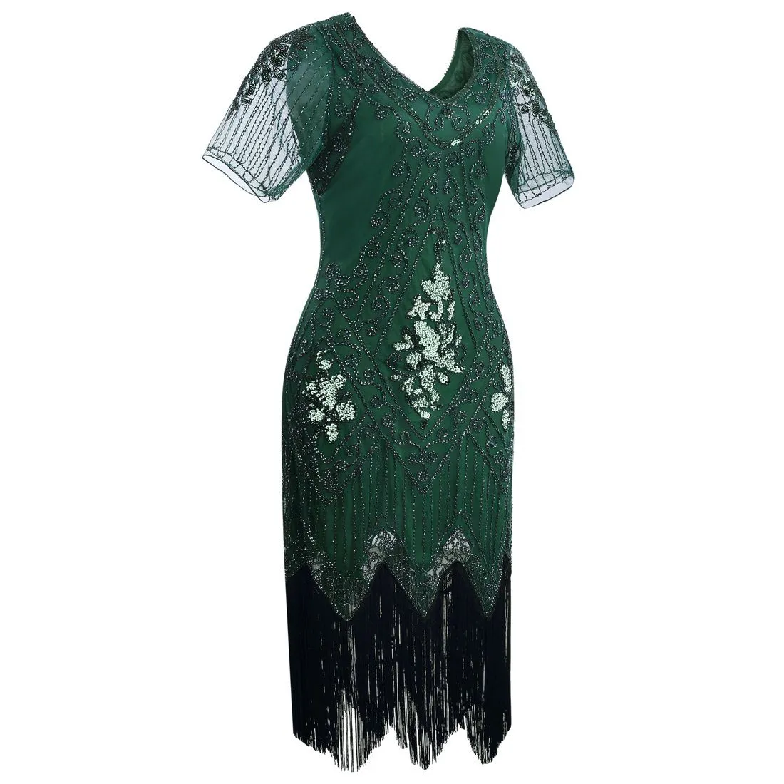 1920s Inspired Dress Great Gatsby Flapper Dresses 20's Themed Party Green|JaosWish