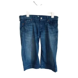 7 for all mankind dark wash dojo Bermuda jean shorts