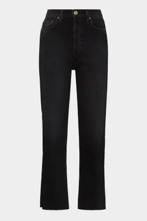 70s Stove Pipe Jeans in Washed Noir