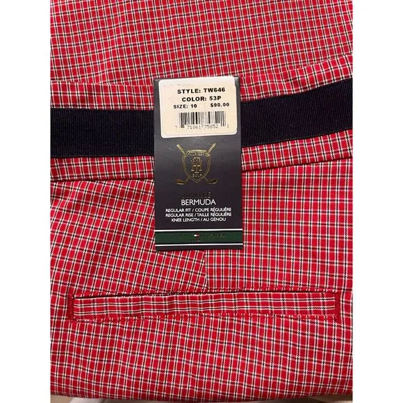 $90 TOMMY HILFIGER Bermuda Golf Knee Length Cotton Blend Shorts Sz 10 NWT