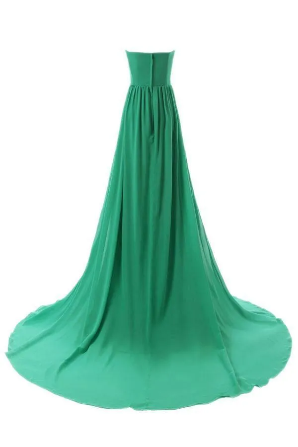 A-Line Sweetheart Sweep Train Empire Bridesmaid Dress With Beading TY0006