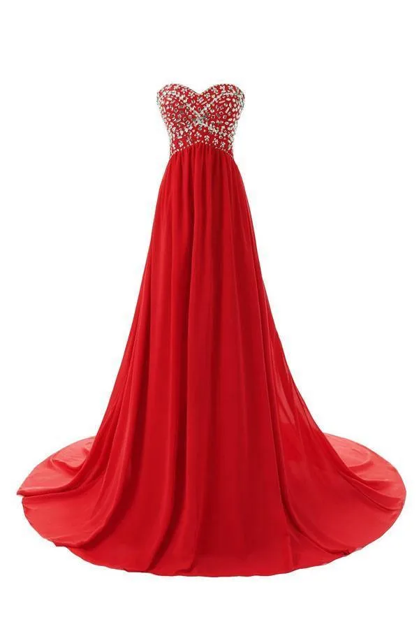 A-Line Sweetheart Sweep Train Empire Bridesmaid Dress With Beading TY0006