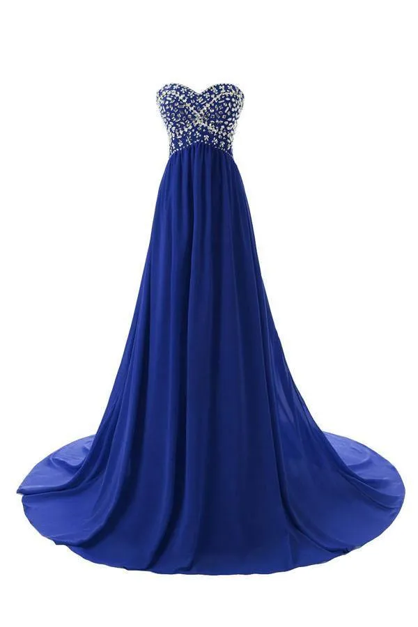 A-Line Sweetheart Sweep Train Empire Bridesmaid Dress With Beading TY0006