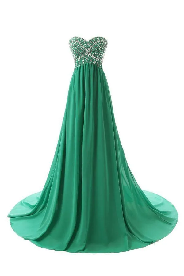 A-Line Sweetheart Sweep Train Empire Bridesmaid Dress With Beading TY0006