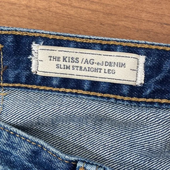 Adriano Goldschmied The Kiss AG-ed Denim Slim Straight Leg Distressed Jeans 27R