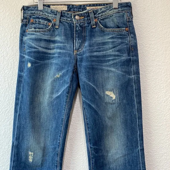 Adriano Goldschmied The Kiss AG-ed Denim Slim Straight Leg Distressed Jeans 27R