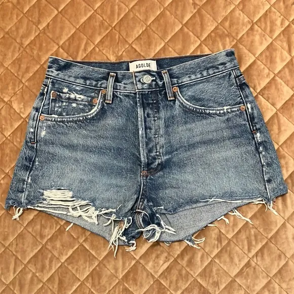 AGOLDE Parker Cut Off Shorts in Rock Steady