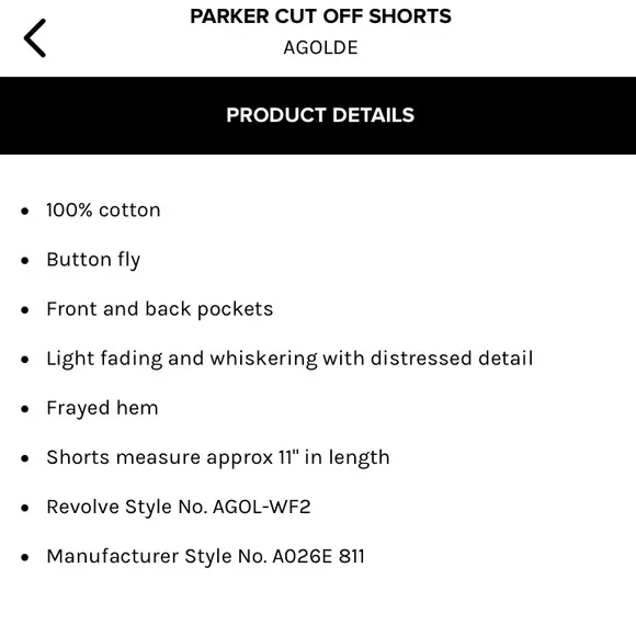 AGOLDE Parker Cut Off Shorts in Rock Steady