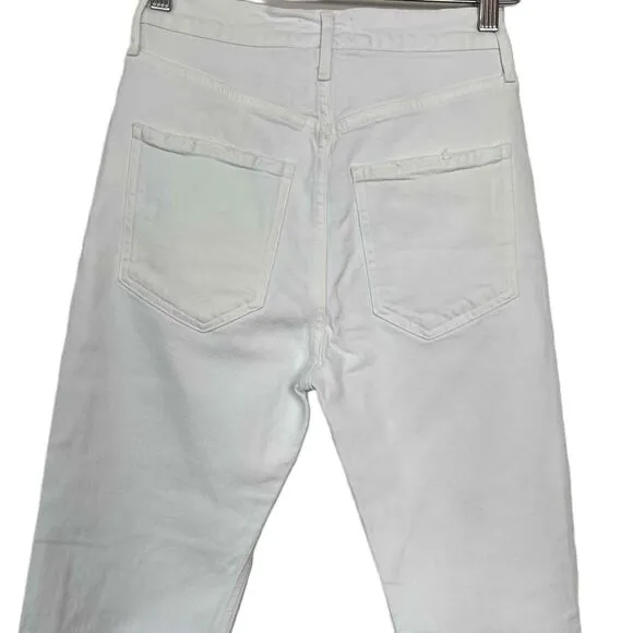 Agolde Size 25 Riley High Rise Straight Leg Jeans White Wash Button Fly