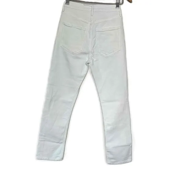 Agolde Size 25 Riley High Rise Straight Leg Jeans White Wash Button Fly
