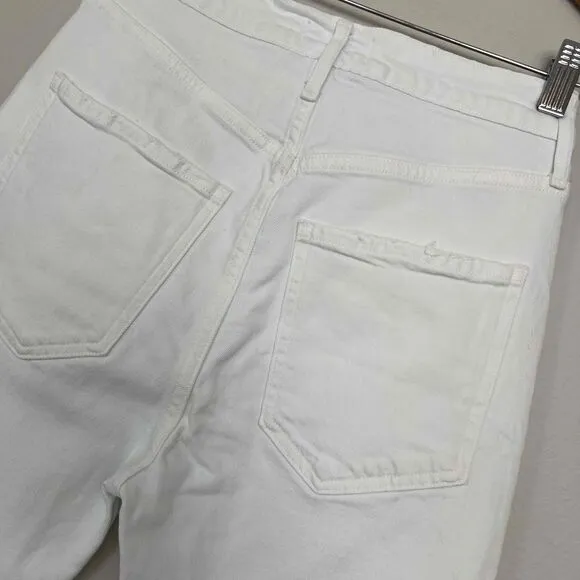 Agolde Size 25 Riley High Rise Straight Leg Jeans White Wash Button Fly