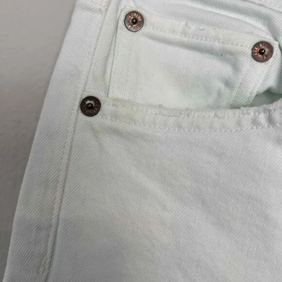 Agolde Size 25 Riley High Rise Straight Leg Jeans White Wash Button Fly
