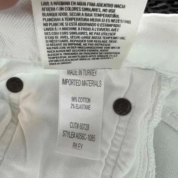 Agolde Size 25 Riley High Rise Straight Leg Jeans White Wash Button Fly