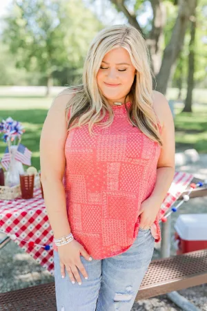 All American Girl Bandana Print Tank Top- Red