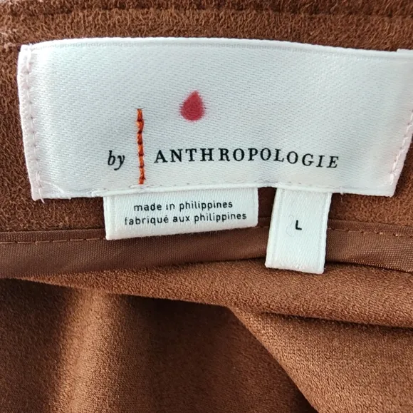 Anthropologie Lauren Brown Sueded Wrap Midi Skirt Size L
