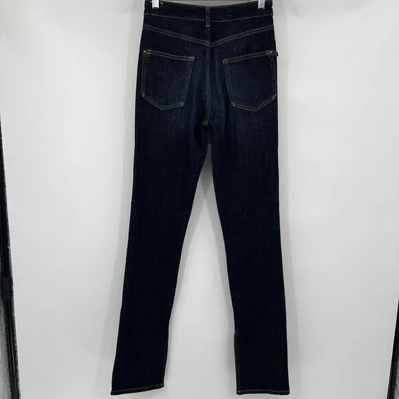 Anthropologie Pilcro The Split High Rise Straight Leg Jeans Dark Wash Size 26