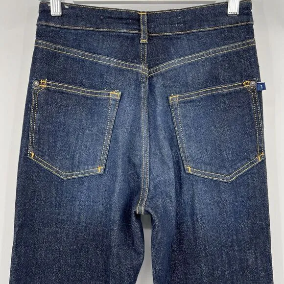 Anthropologie Pilcro The Split High Rise Straight Leg Jeans Dark Wash Size 26
