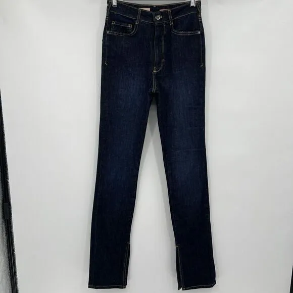 Anthropologie Pilcro The Split High Rise Straight Leg Jeans Dark Wash Size 26