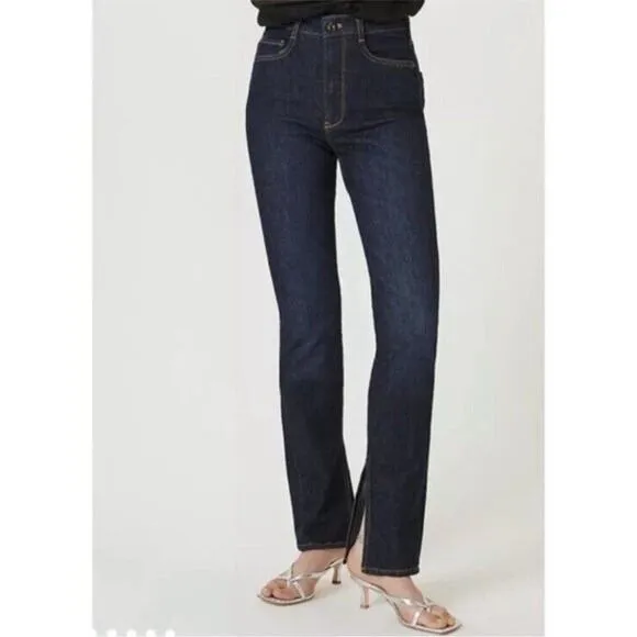 Anthropologie Pilcro The Split High Rise Straight Leg Jeans Dark Wash Size 26