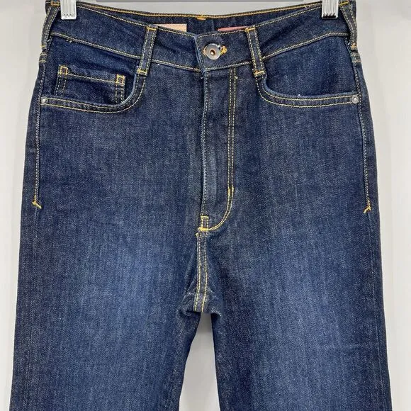 Anthropologie Pilcro The Split High Rise Straight Leg Jeans Dark Wash Size 26