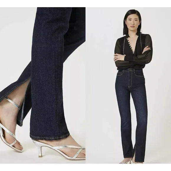 Anthropologie x Pilcro The Split High Rise Straight  Leg Dark Wash Jeans 27 $140