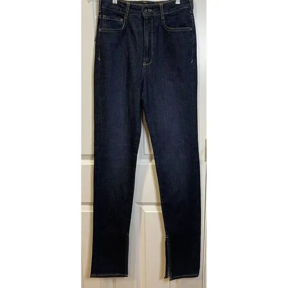 Anthropologie x Pilcro The Split High Rise Straight  Leg Dark Wash Jeans 27 $140