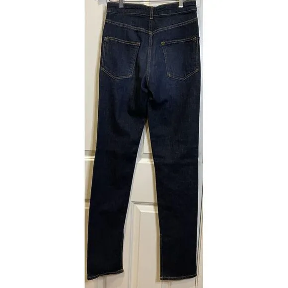 Anthropologie x Pilcro The Split High Rise Straight  Leg Dark Wash Jeans 27 $140