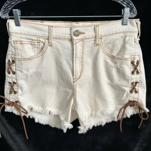 Ariat off white denim high rise lace up side shorts size 30