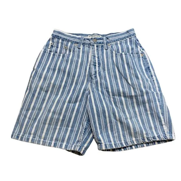 Arizona Blue Striped 90s Mom Jean Shorts Size 5