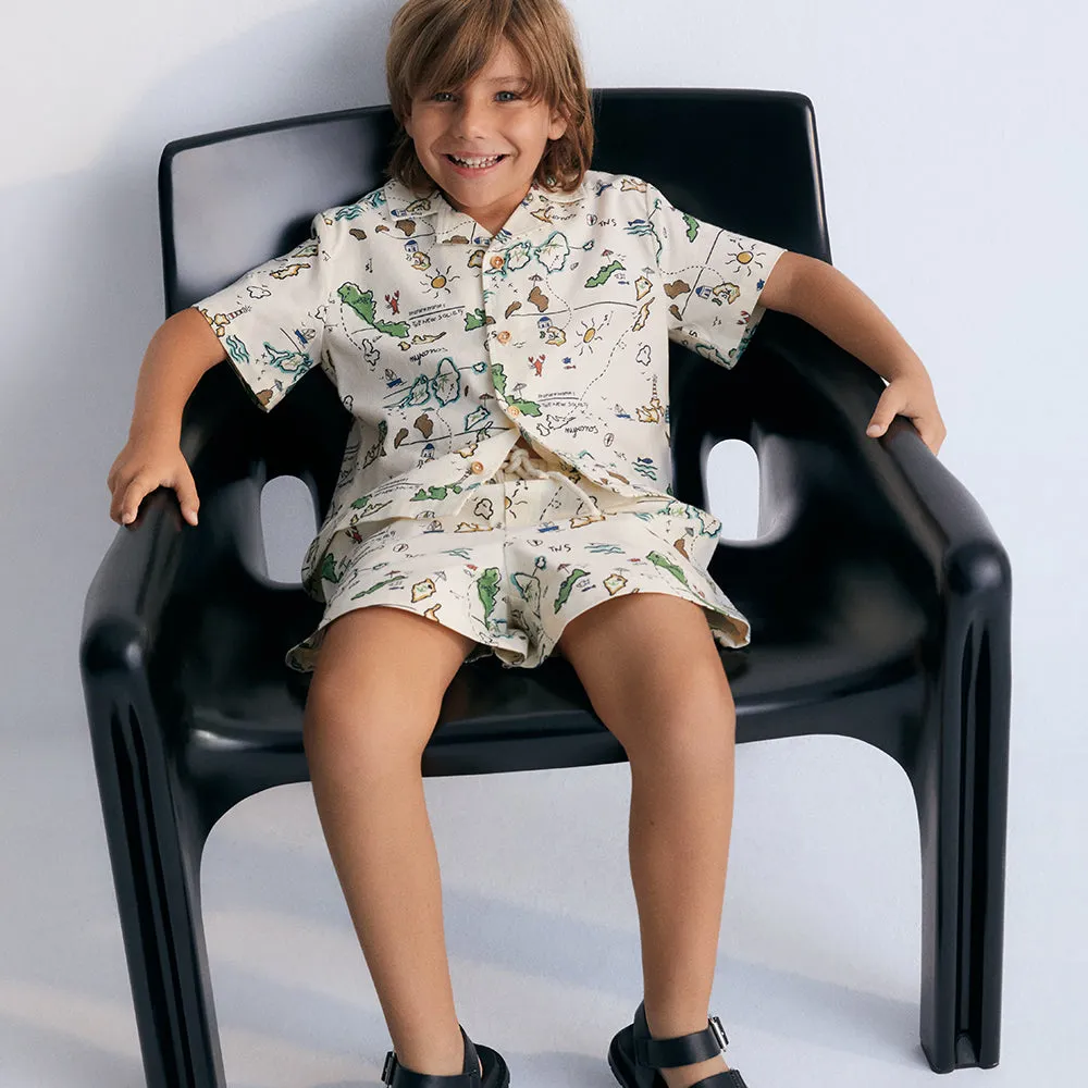Arkoi Shirt & Bermuda Shorts Set | Map Print