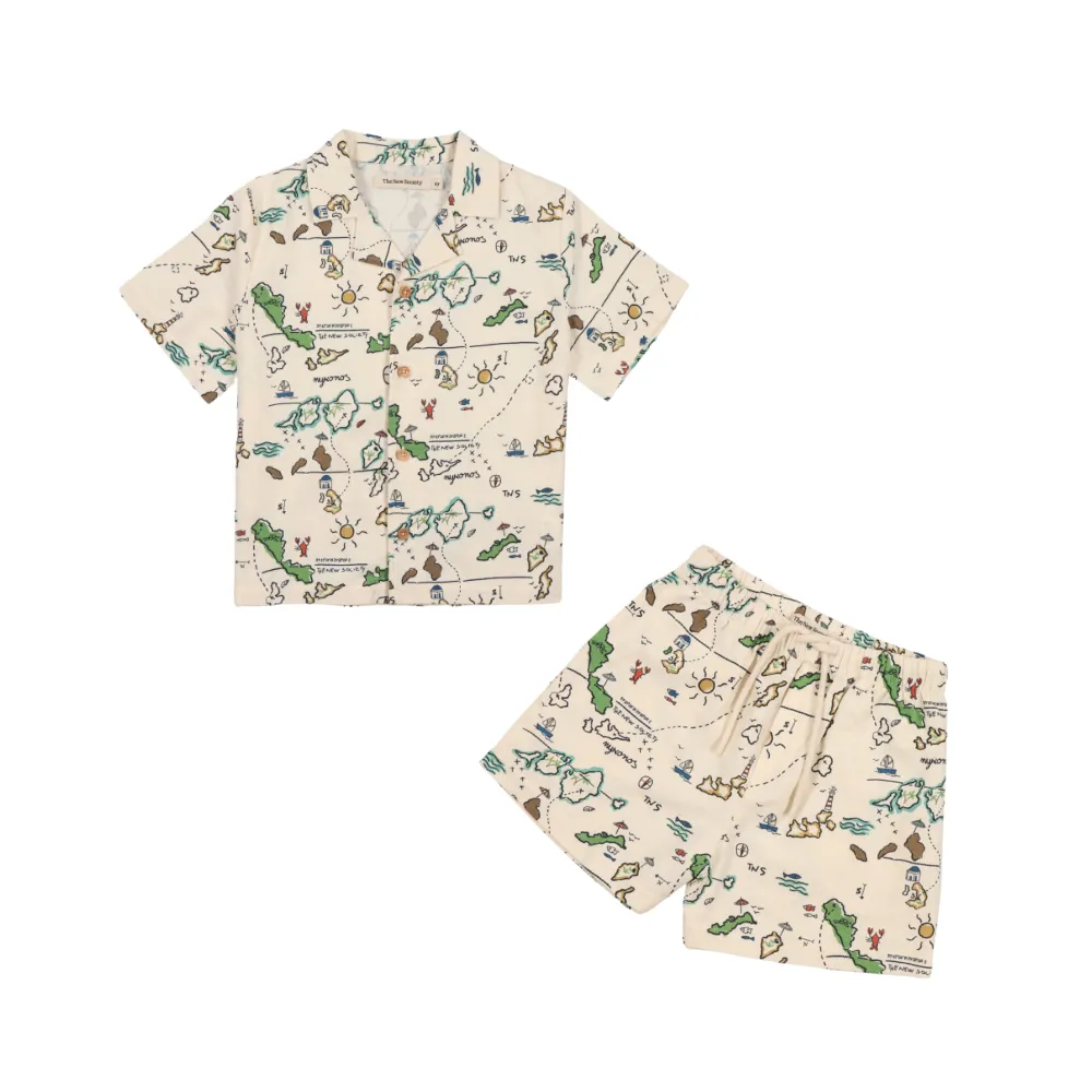 Arkoi Shirt & Bermuda Shorts Set | Map Print