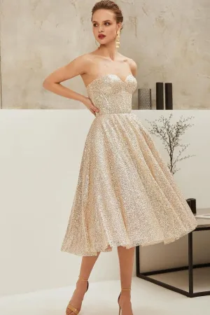 Backless Sequins Homecoming Gown with Sweetheart Neckline