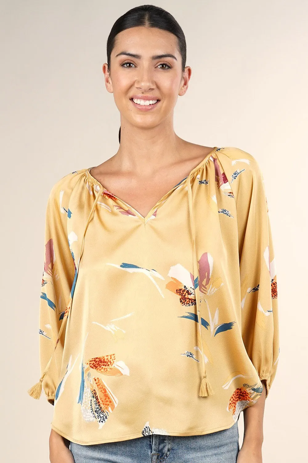Beautiful Flowy Large Floral Peasant Top