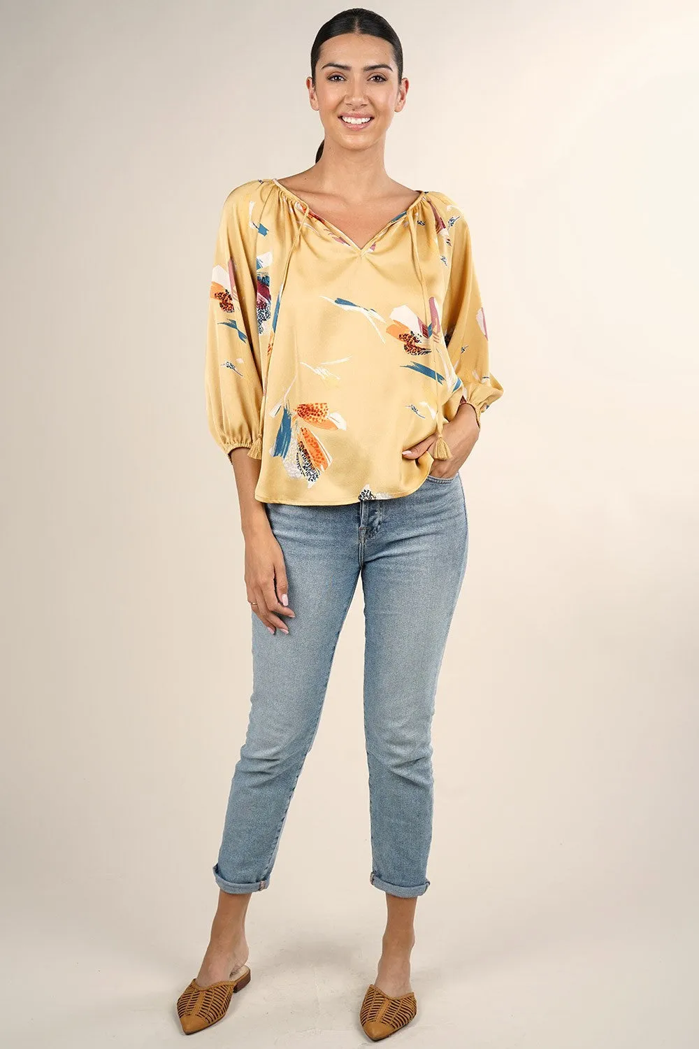 Beautiful Flowy Large Floral Peasant Top