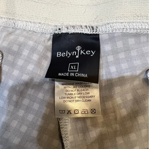 Belyn Key NWT Blue &amp; White Nantucket Check Pull On Bermuda Shorts Size XL