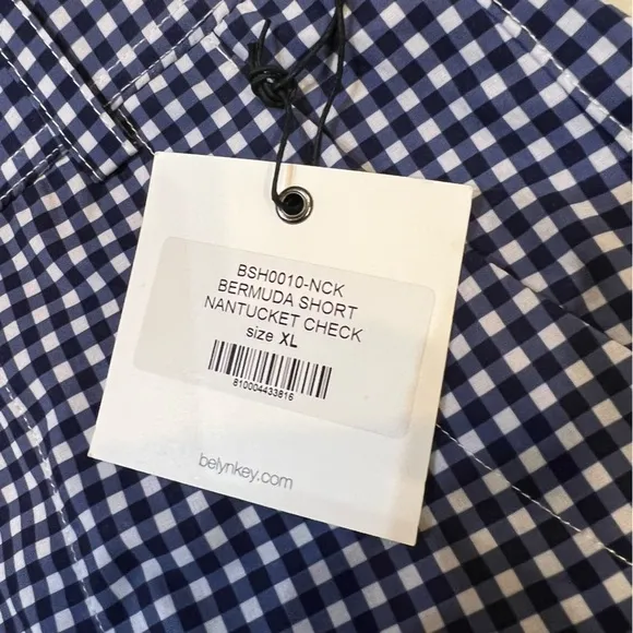 Belyn Key NWT Blue &amp; White Nantucket Check Pull On Bermuda Shorts Size XL