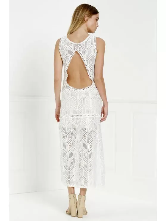 BerryBetty - Cute Hollow Back Openwork Lace Hook Slit Dress