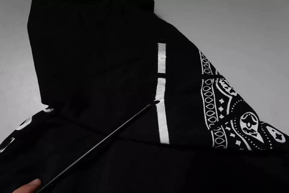 Black Bandana Hooded Men Sweatshirt Sweater