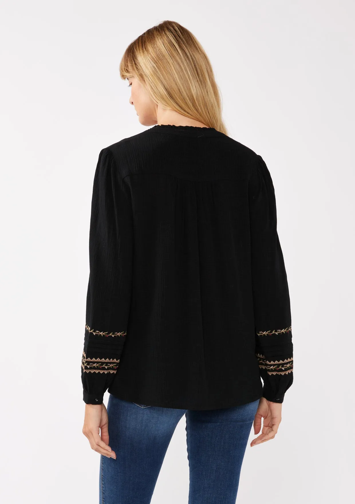 Bohemian Embroidered Button Down Top