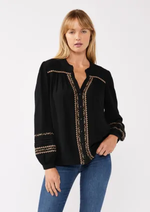 Bohemian Embroidered Button Down Top