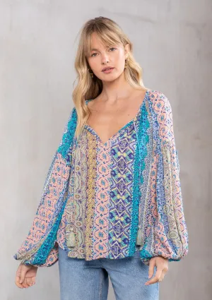 Boho Multi Color Marrakesh Long Sleeve Top