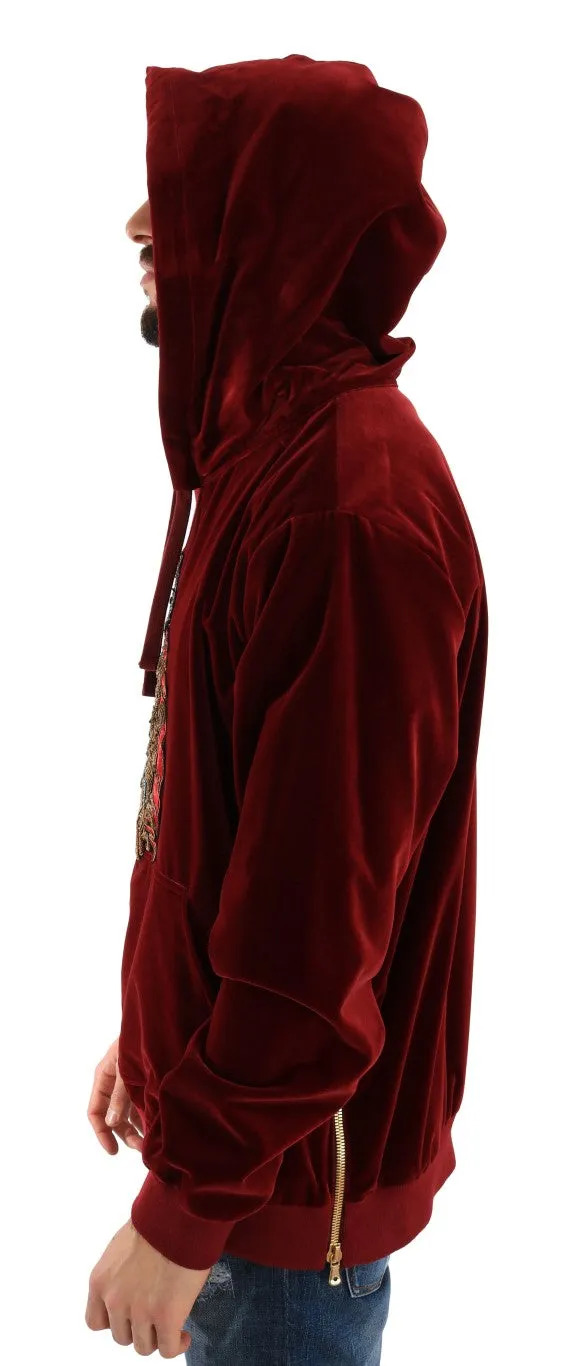 Bordeaux Velvet Hooded Sweater