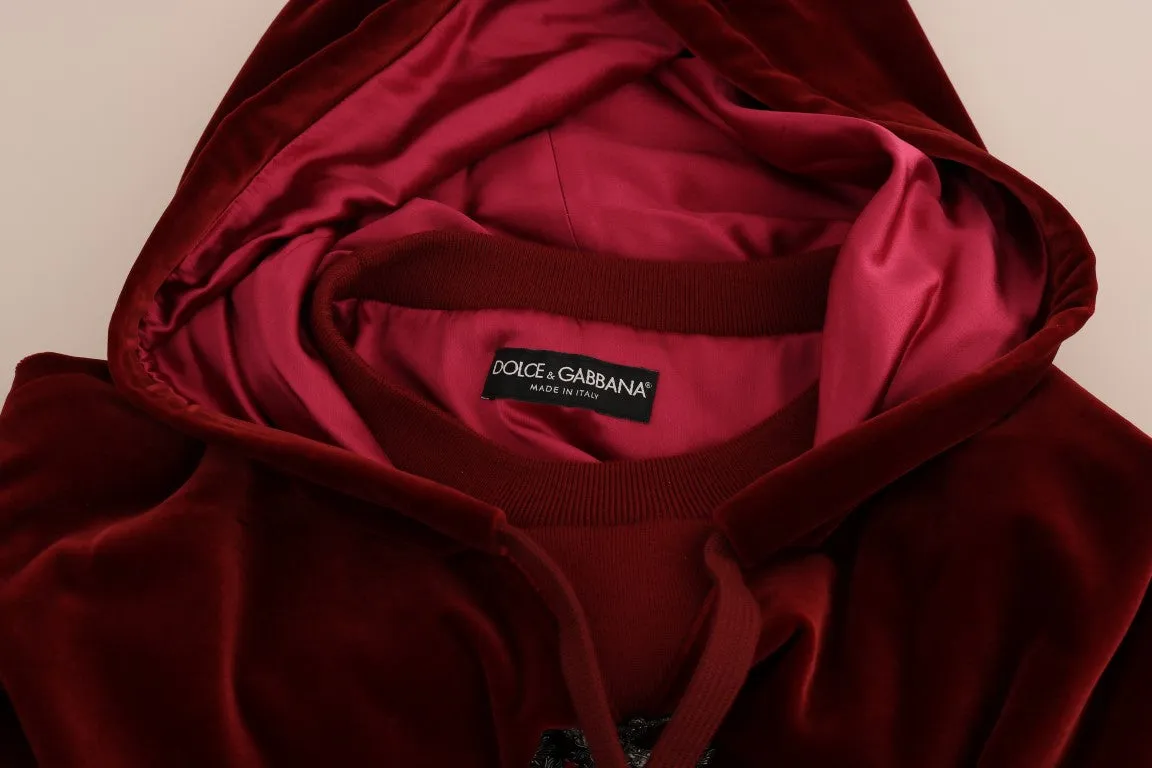 Bordeaux Velvet Hooded Sweater