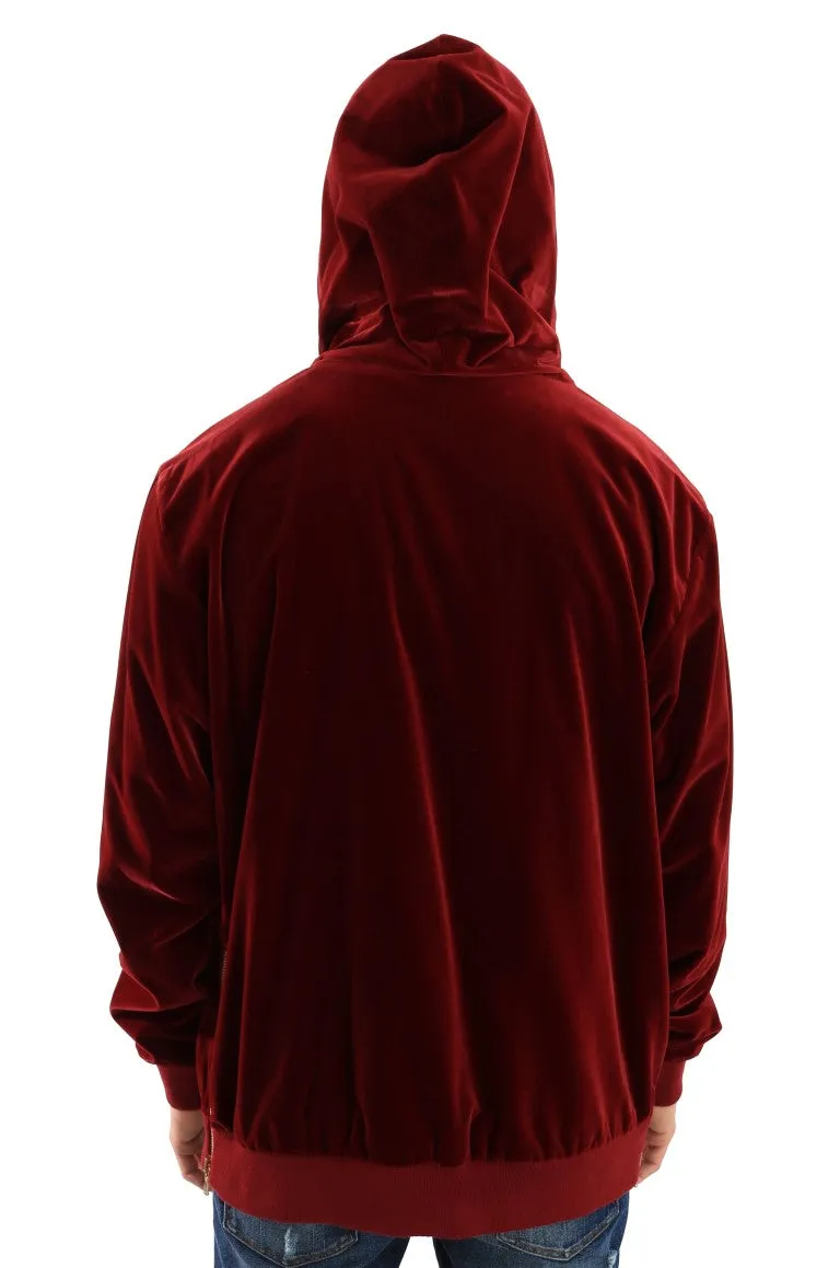 Bordeaux Velvet Hooded Sweater