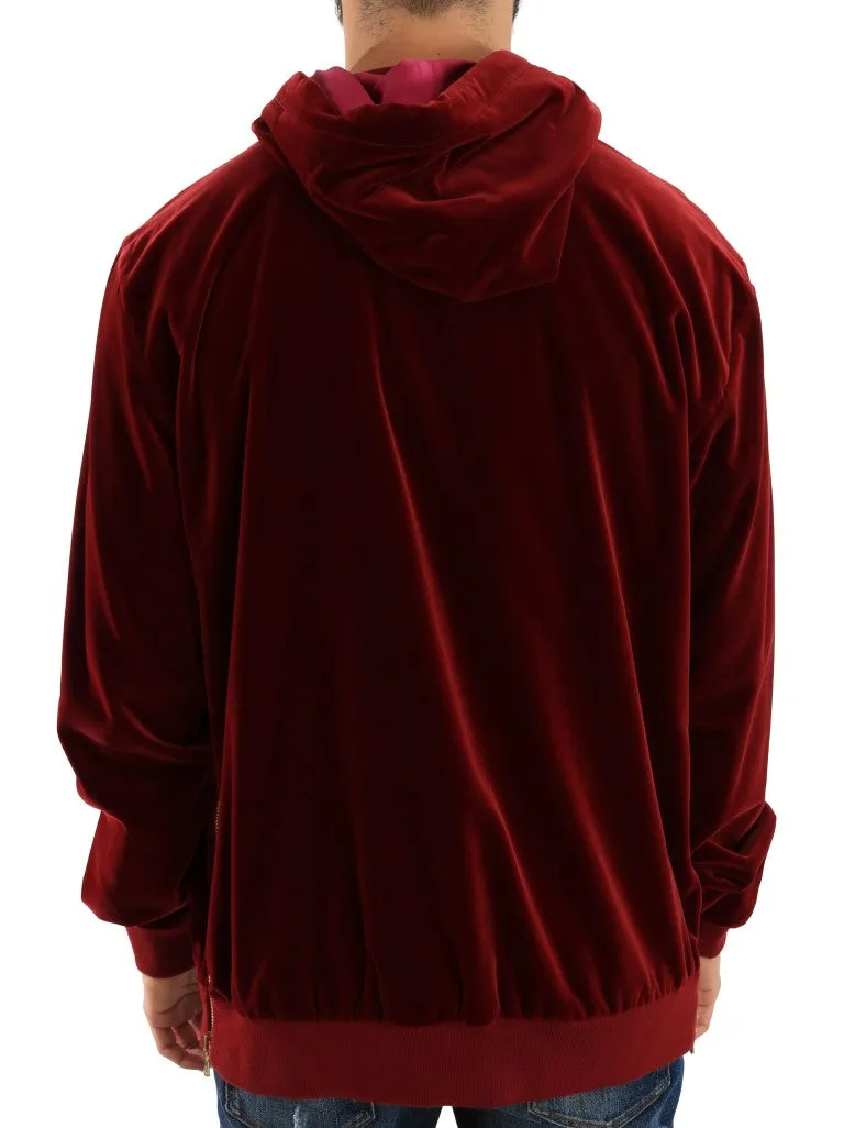Bordeaux Velvet Hooded Sweater