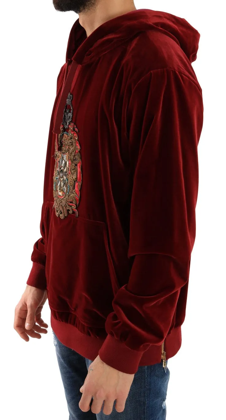 Bordeaux Velvet Hooded Sweater